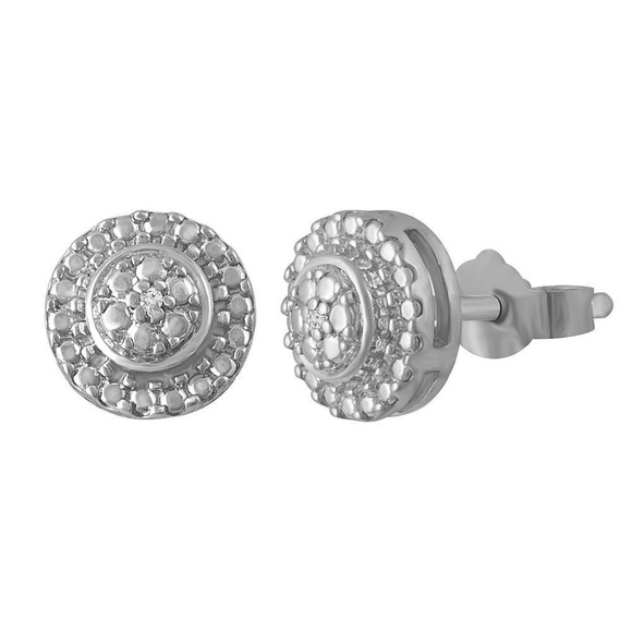 Jewelry - Sterling Silver Halo Style Diamond Accent Earrings